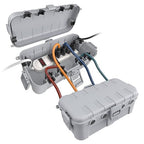 Flemoon [2 Pack] Outdoor Electrical Box Waterproof, Medium Weatherproof Electrical Box (11.5x5.2x4 inch) w/6 Cable Entry Ports, Extension Cord Cover for Power Strip, Plug, Holiday Light, Light Grey