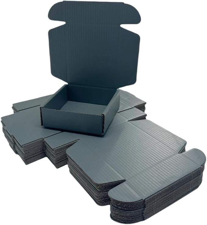 15 Pcs 4.7 x 4.7 x 1.6 Inches Mini Size Corrugated Cardboard Gift Boxes Recyclable Shipping Boxes for Packing Jewelry Ornament Gift Craft Packaging Supplier (Dark Gray, 4.7 x 4.7 x 1.6")