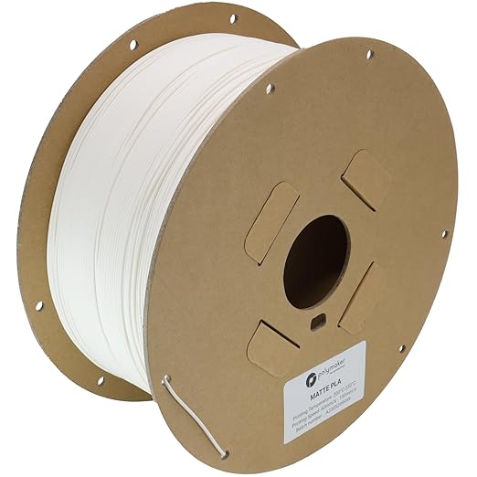 Polymaker Matte PLA for Production 1.75mm 2.5kg White, 1.75mm 3D Printer PLA Filament 2.5kg, Cost Effective Large Spool for Heavy 3D Printing Users