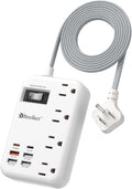 45W USB C Surge Protector Power Strip, Travel Power Strip with 6 USB(2 USB C) Ports and 4 Outlets,5Ft Flat Plug Braided Extension Cord, PD 45W Fast Charging for MacBook Laptops iPad Pro iPhone Samsung