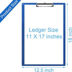 Acocony 11x17 Clipboard Vertical with Ruler Extra Large Clipboard Low Profile Clip 11 x 17 Clipping Board Plastic Blue Pack of 1