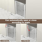 41-Inch Extra Tall Metal Baby Gate for Doorway, 76.8-79.5'' Pet Safe Gate with Expansion Kit, No Drilling Cat Fence Indoor, No Climb Child Door, White