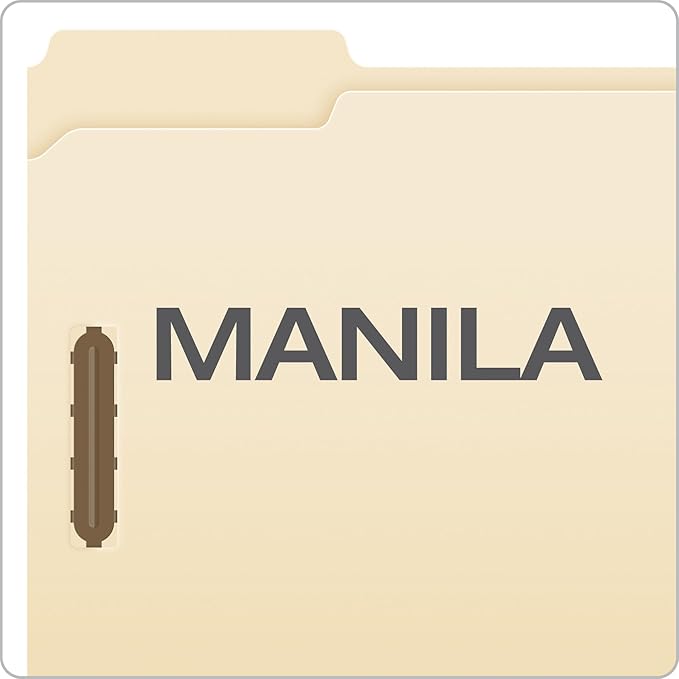 Pendaflex Fastener Folders, 2 Fasteners, Letter Size, Manila, 1/3 Cut Tabs, in Left, Right, Center Positions, 50 Per Box (FM213) (Pack of 5)
