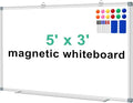 H-Qprobd White Board Dry Erase Boards for Wall 5' x 3' Magnetic Whiteboard - 60"x36" Aluminum Presentation Large Whiteboard with Long Pen Tray, 6 Markers, 2 Erasers &12 Magnets