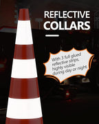 BATTIFE 12 Pack Traffic Safety Cones 36 Inches with Reflective Collars, PVC Orange Construction Cone for Traffic Control, Driveway Road Parking