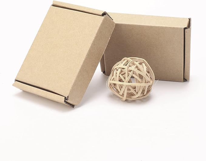 Ellbest 50pcs Kraft Paper Boxes, Corrugated Mailing Cardboard Packing Box for Jewelry Wraping Shipping, Storaging Small Item, Brown, 3.5 x 2.6 x 0.7 inches