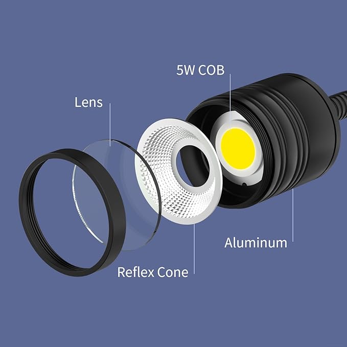 Led Magnetic Work Light 400mm Flexible Gooseneck lamp 500 Lumens 120 Volt for Sewing Machine Lathe Milling Drill Press Industrial Lighting (Aluminum Alloy lamp Head-1)