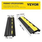 VEVOR Cable Protector Ramp, 5 Packs 2 Channels Speed Bump, Rubber Modular Humps Rated 11000 LBS Load Capacity, Protective Wire Cord Ramp Driveway Rubber Traffic Speed Bumps Cable Protector