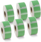 BETCKEY Colored Labels Compatible with Dymo 1738595 (3/4" x 2-6/2") Barcode/File Labels, Compatible for Dymo LabelWriter Thermal 450, 4XL & Zebra Desktop Printers [6 Rolls, Green]