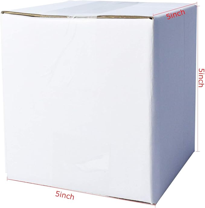 PETAFLOP 5x5x5 Shipping Boxes, Small White Corrugated Cardboard Box for Mailing, 25 Pack