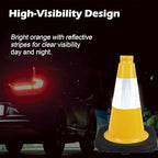 6 Pack 12 Inch Yellow Reflective Traffic Cones, Black Base Safety Markers for Warehouse Aisles, Driveways and Indoor Safety Training (6, Yellow, 12 Inch)