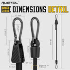 Bungee Cords with Hooks, 96 inch Adjustable Bungee Cords with Carabiner Hooks, Easy to Adjust from 7 to 96 inch Black Elastic Bungee Straps with Clips Heavy Duty for Bike, Cargo, Tarps, 6 Pack