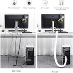 AGPTEK Cable Sleeve Cover, 10ft - 4/5 inch Desk Cord Organizer Cable Hider, Home Office Wire Management Computer TV Wire Loom Tubing, Pet Proof Cord Protector, from Cat Dog Chewing, White
