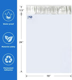 NB 19x24 Inch – 200 Pcs White Poly Mailers Strong Adhesive Self-Seal Shipping Envelopes, Tear & Water Resistant Packaging for E-Commerce and Small Business