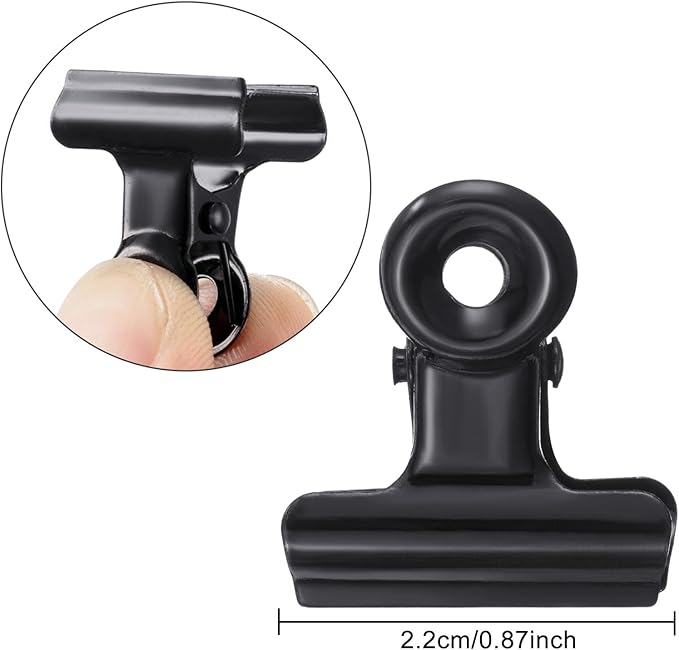 40 Pack Metal Clips 0.87 Inch Small Bull Binder Paper Clips for Picture Photo Crafts Food Bags Home Office Supplies(Black)