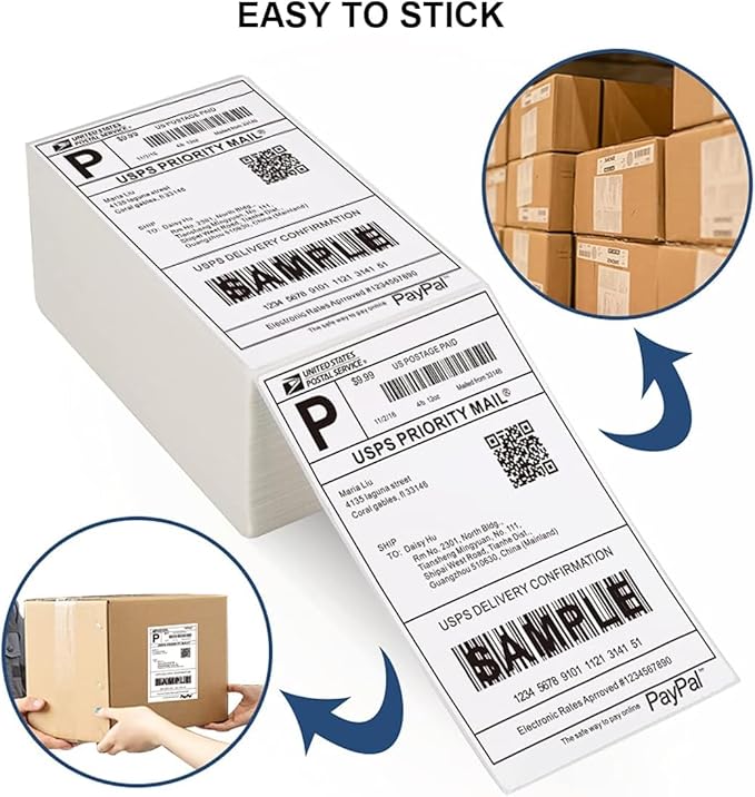 4”x6” Thermal Labels 2000 Labels, Shipping Label Thermal Paper for Thermal Printers Zebra & Rollo (2 Packs of 1000)