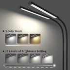 iZELL Desk Lamp, [2 LED Tube] Desk Lamps for Home Office with Clamp, Flexible Gooseneck LED Book Light, Easy Clip on Reading Lights for Bedrooms Beside Table Headboard College Dorm Bed Room - Black