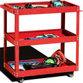 Tool Cart on Wheels, 3 Tier Rolling Mechanic Utility Cart, Heavy Duty Steel, Lockable Wheels, 450 LBS Capacity for Garage, Warehouse, Workshop