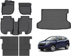 Hutisya-Floor Mats & Cargo Liner with Backrest Set Fit for Honda HR-V 2016-2022 AWD All Weather Protection Anti-Slip & Durable TPE Full Set Liners Automotive Accessories-Black