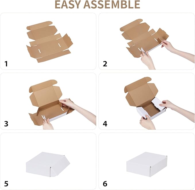 RLAVBL 6x4x1 Shipping Boxes Set of 50, White Small Corrugated Cardboard Box, Mailer Box