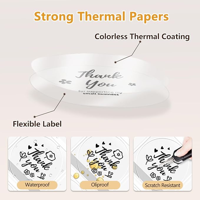 Phomemo Thermal Labels- 2.13"x2.13"(60x60mm) Clear Circle M220 Label- M220/M221/M250/M260 Transparent Thermal Paper - Round Sticker Label for Logo/Barcode/Stickers/Address Labels-1 Pack