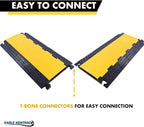 Kable Kontrol Atlas Cable Protector Wire Ramp - 5 Channel Bulk Wholesale Pallet – 20 Pcs - 35” Long Black & Yellow - 24000 Lbs Load Capacity - Rubber Speed Bump Wire Protector Cord Cover - CP9975