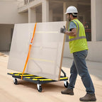 VEVOR Drywall Cart Dolly, 1800 lbs Load Capacity, Steel Panel Dolly with 4 Swivel Casters & Expandable Deck, Foldable Panel Truck Cart with Tie-Down Strap for Handling Plywood, Plasterboard, Glass