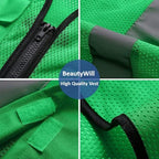 10 Pack Mesh Safety Vest Custom Logo High Visibility Reflective Vest with Pockets Security Work Vest（Green，XL）