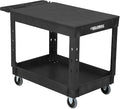 Global Industrial Industrial Service & Utility Cart, Plastic 2 Flat Black Shelf, 44” x 25-1/2”, 5" Rubber Casters