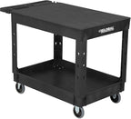 Global Industrial Industrial Service & Utility Cart, Plastic 2 Flat Black Shelf, 44” x 25-1/2”, 5" Rubber Casters