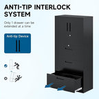 3-Drawer Metal File Cabinet, Lateral Vertical Filing Cabinets for Home Office, Locking File Cabinets with Storage Shelves, Legal/Letter/A4 Size Office File Cabinet (Black, Assemble Required)