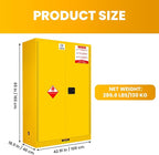 72 Gallon Yellow Flammable Storage Cabinet, Fireproof Steel Chemical Storage Locker with Adjustable Shelves, for Flammable Liquids, Industrial Use, Free Returns!