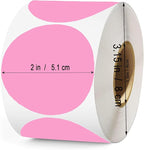 2 Inch Pink Round Thermal Labels, 600 Labels/Roll,Self-Adhesive Circle Inventory Stickers, Multi-Purpose Round Roll Thermal Printing Stickers for Business and Domestic Use