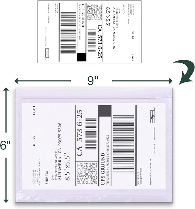 Clear Packing List Envelopes, 6''x9'' Top Loading Shipping Label Envelopes Pouches, Adhesive Shipping Label Sleeves/Mailing Pouches for Shipping (500pcs)
