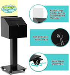 Suggestion Box with Stand, Heavy Duty Metal Floor Standing Offering Box with Lock and Key, Ballot Box with Sign Holder for Voting, Charity, Church and Event Fundraising