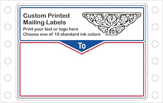 Shipping Stickers, Custom Printed Continuous Pinfeed - Your Logo, Image or Text Imprinted 1-Color, Pinfed, 4" x 3" for Business Mailing (10000)
