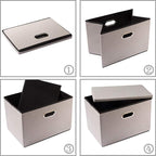 PRANDOM Foldable Storage Bin with Lid [1-Pack] Linen Fabric Decorative Storage Box Organizer Container Basket Cube with Handles Divider for Closet Office Living Room Light Grey(14.9x9.8x9.8)