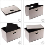 PRANDOM Foldable Storage Bin with Lid [3-Pack] Linen Fabric Decorative Storage Box Organizer Container Basket Cube with Handles Divider for Closet Office Living Room Light Grey(14.9x9.8x9.8)