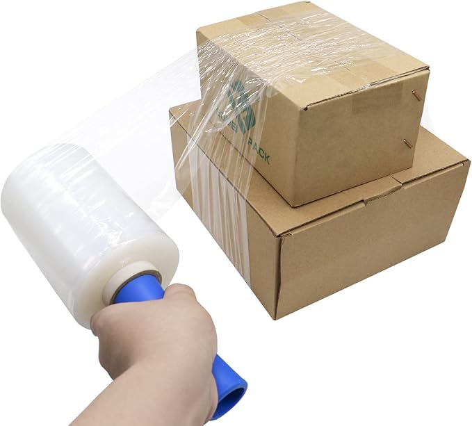 BOMEI PACK Plastics Industrial Mini Stretch Wrap Film Replacement 5" x 1000ft Roll, 80 Gauge for Moving, Packing Wrap Industrial Strength- Self Adhering Packaging Heavy Duty, 2 Pack