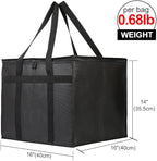 Bodaon Insulated Pizza Delivery Bag, 16" x 16" x 14" Pizza Warmer Bags for Carry Hot, Commercial Delivery Bag, Food Warmers for Parties, Pizza Pack Insulation, Pizza Carrier, Black, 1-Pack
