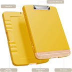Piasoenc Clipboard with Storage, 8.5 x 11 Organization Box with Pen Holder and A4 Legal Paper Folder, Folio & Side-Opening, Low Profile Clip,for Nurses,Teachers, Size 14 x 9.6 x 1.2 in, Yellow