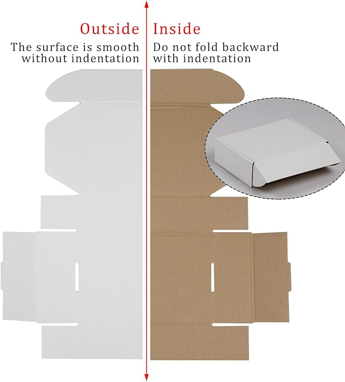 50 Pack 7x5x2 Inches Small Shipping Boxes, White Corrugated Cardboard Boxes, Moving Mailing Packing Box…