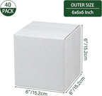 6x6x6 Inches Shipping Boxes Set of 40, White Corrugated Cardboard Box Literature Mailer for Packing Small Business
