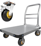 Heavy Duty Platform Truck Flat Moving Cart Hand Trucks, 1500Lbs Steel Push Cart Dolly, 30 x 19in Large Flatbed with 4'' 360 Degree Swivel Wheels for Easy Storage