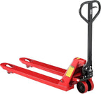 Global Industrial Standard Duty Narrow Pallet Jack with 21" W x 48" L Forks, 5500 lb. Capacity, Manual Pallet Truck for Warehouse, Manufacturing and Retail, Red Powder Coat Finish