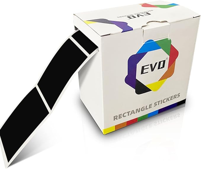 Black Rectangle Sticker Labels 3×2 Inch Vinyl Stickers Color Coding Name Tags Roll Removable Waterproof 300 per Dispenser Box