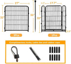Garden Fence with Gate 32 in(H)×27 in(L) 4 Panels,Fence Blocker for Dogs, Heavy Duty Iron Animal Barrier Fence,Suitable for Indoor Pet Or Outdoor Dog Fencing, Total 8.9 Ft(L), Black