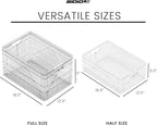 SIDIO Crate Basic Pack - 2 Full-Size & 1 Half-Size Heavy Duty Stackable Storage Bins, Totes and Containers with Dividers - Durable Plastic Organizer for Home, Office, Garage, and Outdoor Use