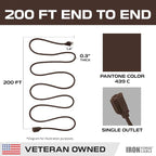 Iron Forge Cable Outdoor Brown Extension Cord 200 ft - 16 Gauge 10 Amp Heavy Duty Brown Outdoor Extension Cords 3 Prong - 16/3 SJTW Great for Outdoor