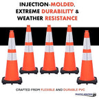 190 Pack 28" Inch Orange Traffic Safety Cones with Dual Reflective Collars - High Visibility Industrial Pylons Traffic Cones for Road, Parking Lots, Driving, Construction